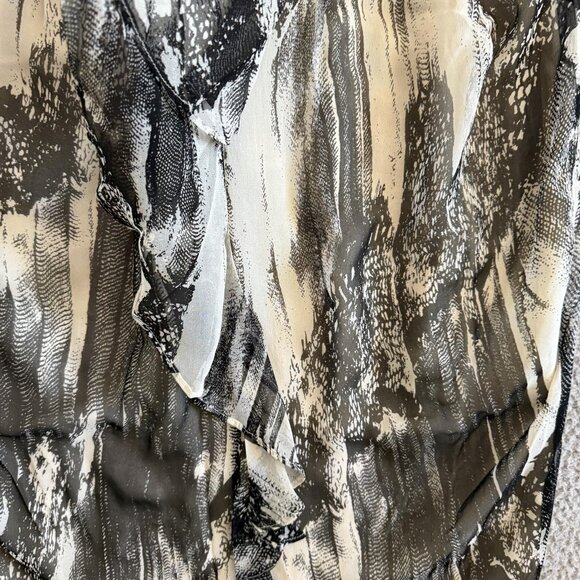 Tara Jarmon Silk Dress Ruffle Gathered Cream Black Designer - Picture 5 of 10